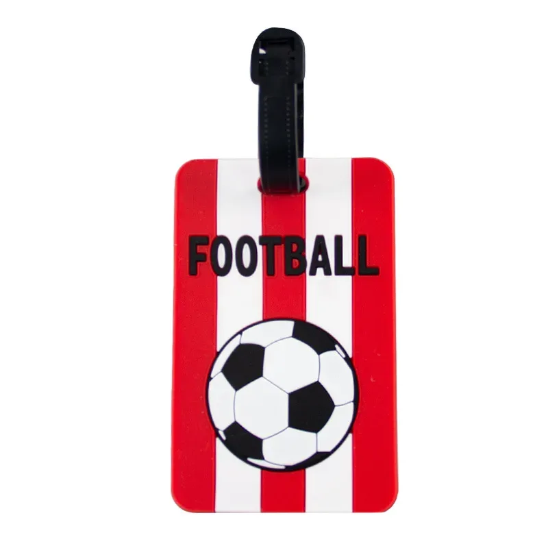 nouveau football pvc étiquette de bagage de voyage femmes hommes carte d'embarquement étiquettes de bagages étiquettes de valise nom id adresse étiquette étiquette de bagage
