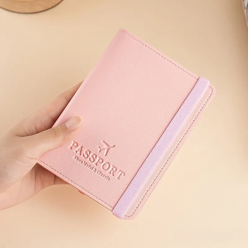 housse de passeport en cuir pu, porte-documents de voyage multifonctionnel, étui de protection de carte avec blocage rfid, étui de protection de passeport fin