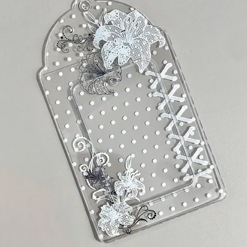 1 pièce pochette de rangement et de présentation pour photocards kpop et cartes d'idoles, en pvc à pois et motifs floraux, 3 pouces, avec pendentif