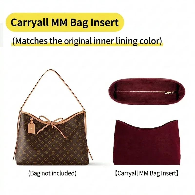 insert de sac de haute qualité pour lv carryall mm pm, organisateur en velours, support de rangement, accessoires de sac anti-déformation