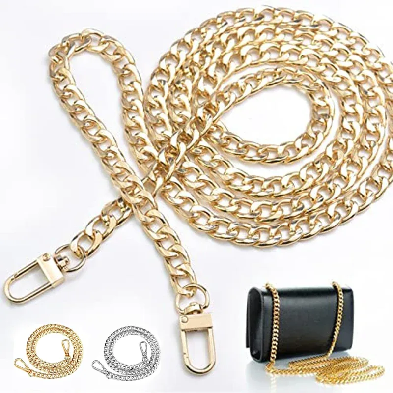 chaîne de sac en métal et aluminium de 120cm, pièces de rechange, accessoires pour sac à main à bandoulière tissé à la main, bricolage, sangles détachables faites à la main