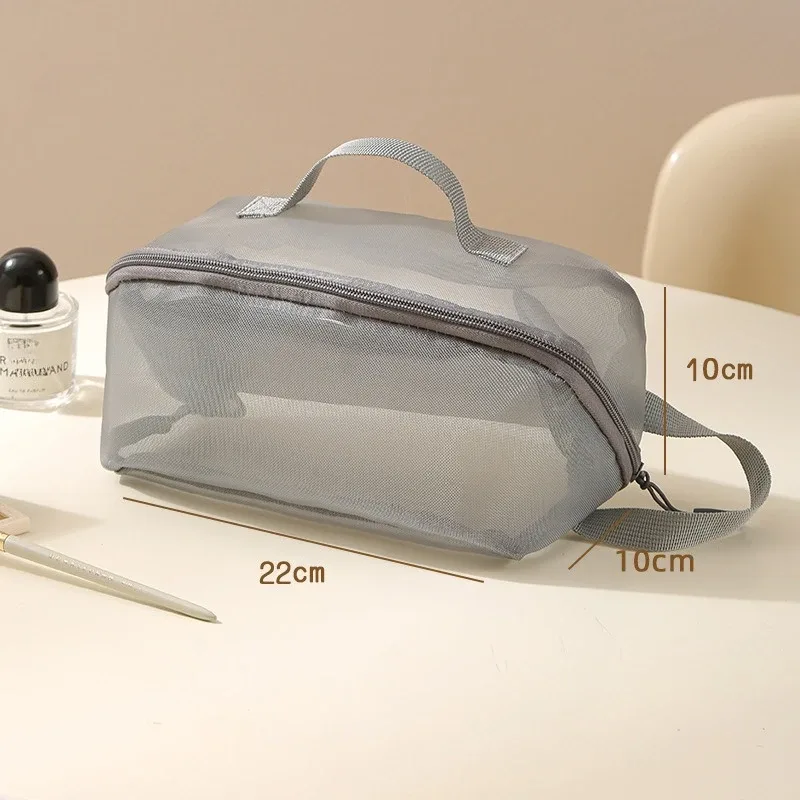 nouvelle trousse de toilette en maille, trousse de maquillage de voyage grande capacité à 3 couches, sac de rangement portable pour voyages d'affaires zy524