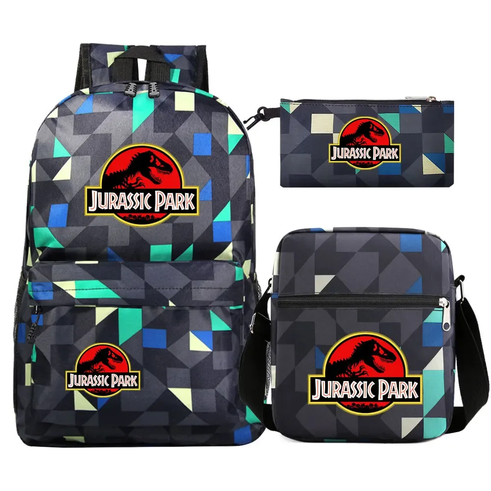 dinosaur jurassic world park 3 pièces garçons filles enfants retour à l'école livre sacs, sac à dos étudiant, sac à bandoulière trousse à crayons