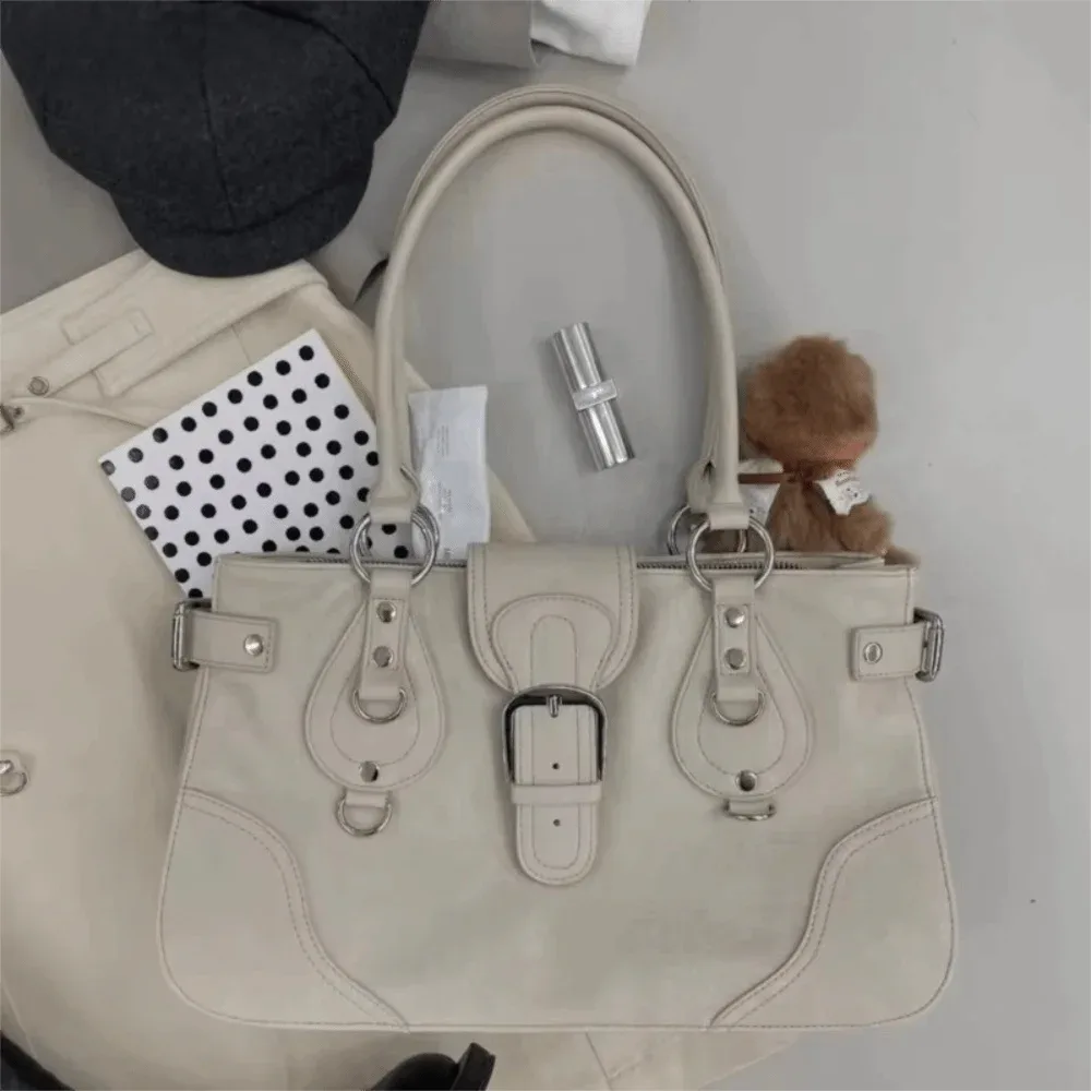 sac à bandoulière rétro style moto grande capacité en cuir pu pour femme, esthétique y2k, pour usage quotidien