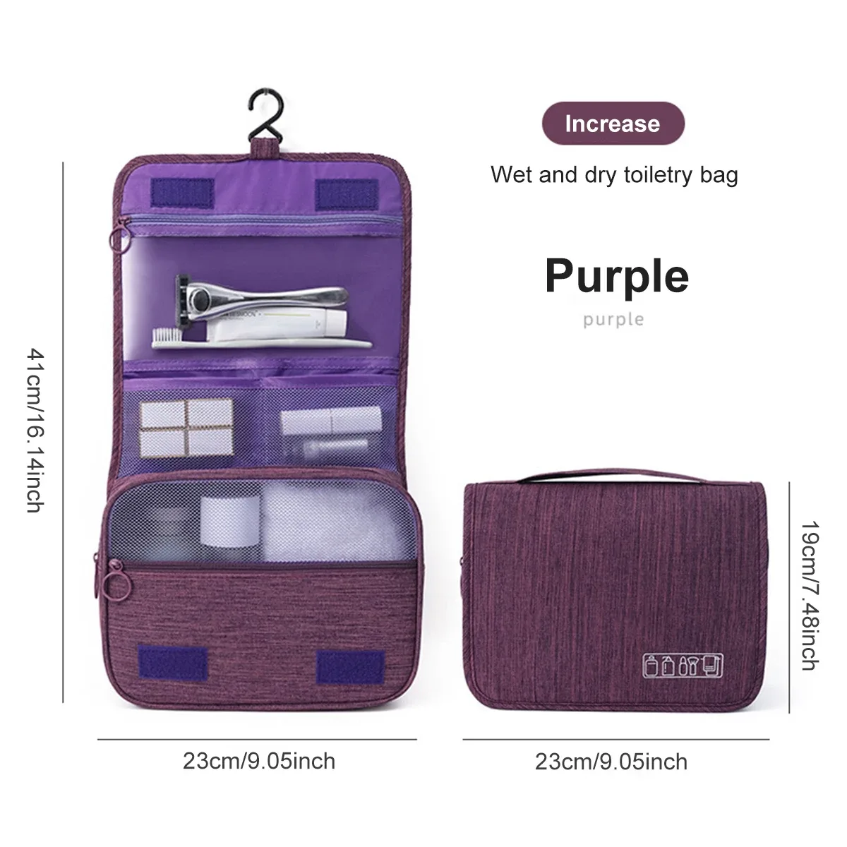 trousse de toilette de voyage de grande capacité, sac à cosmétiques portable multifonctionnel avec crochet, sac de rangement, sac de rangement de voyage pour hommes