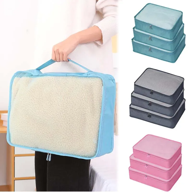 sac de rangement de voyage multifonctionnel compressible, 1/3 pièces, sac de rangement de voyage étanche, organisateur de bagages portable, 3 tailles s m l