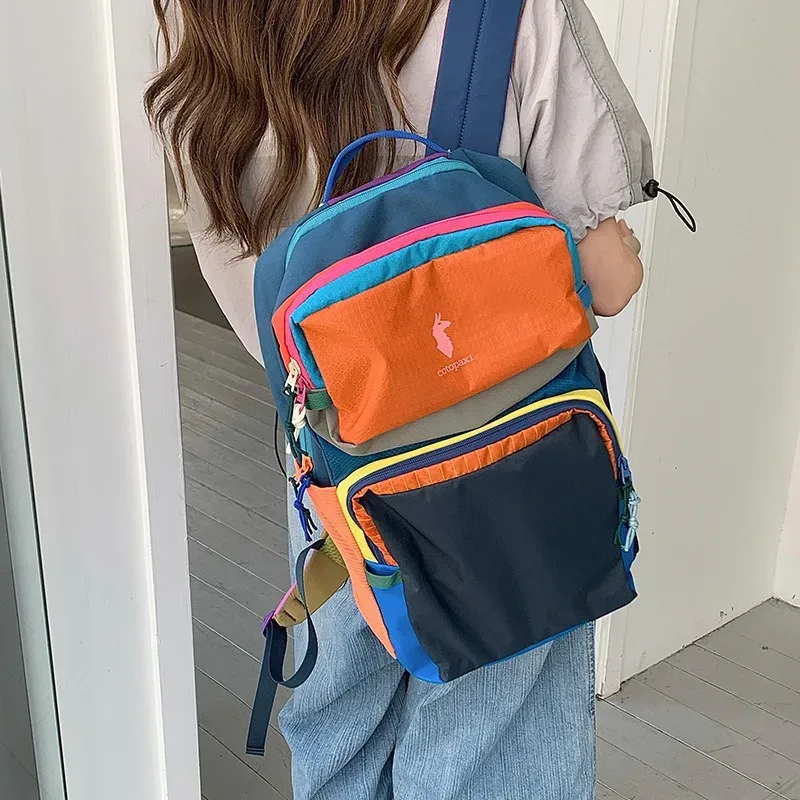 sac à dos tendance unisexe multicolore patchwork 16l, sac de voyage, sac à dos pour étudiants