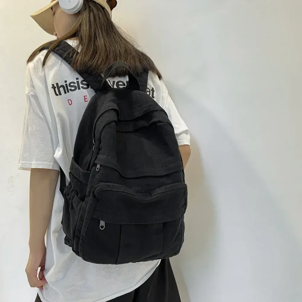 fille tissu sac d'école nouvelle mode étudiant vintage femmes sac à dos toile femme pochette d'ordinateur voyage kawaii dames sac à dos