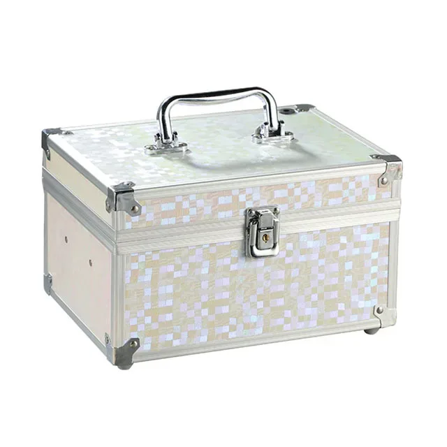 trousse de maquillage professionnelle portable avec miroir lumières led, boîte de rangement de cosmétiques en alliage de voyage, fournitures d'outils de maquillage pour salon de beauté
