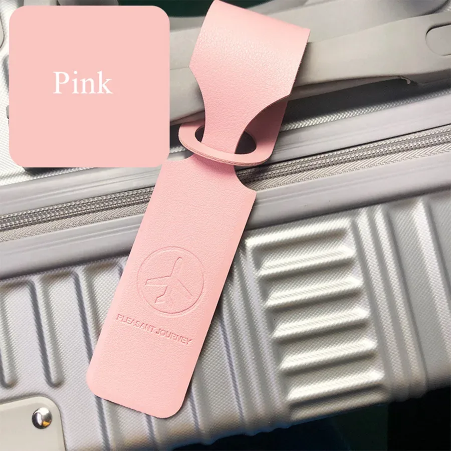 étiquette de bagage en pu à longue bande multicolore, 1 pièce, accessoires de voyage pour femmes ou hommes