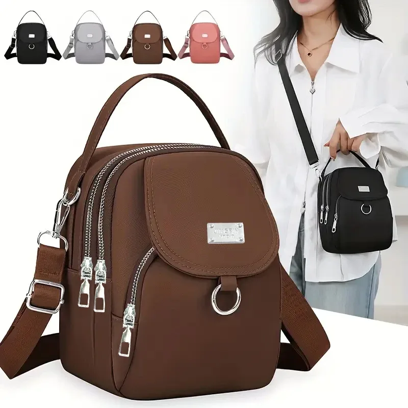 sac à dos convertible compact grace, sac en nylon léger de couleur unie avec large bandoulière amovible