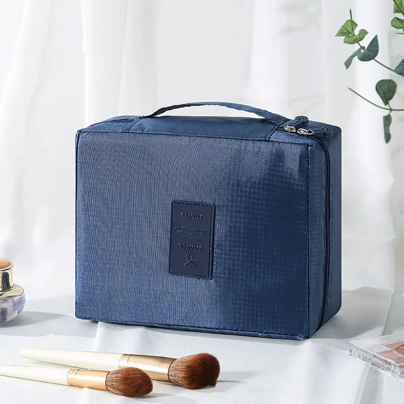 trousse de toilette de voyage à imprimé floral, organiseur de cosmétiques imperméable avec poignée pour femmes et filles