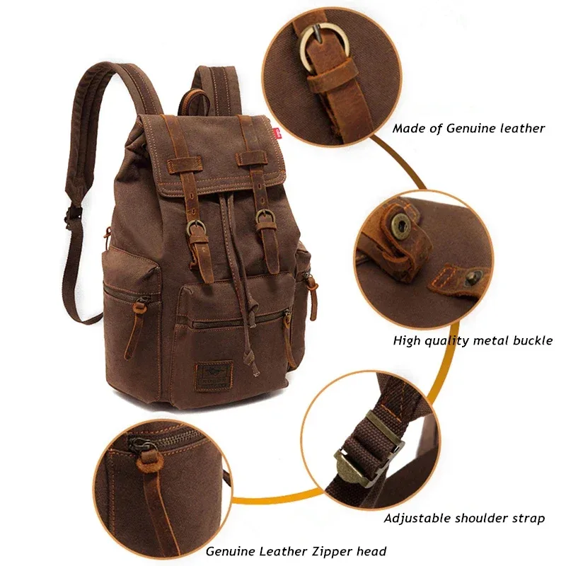 augur sacs à dos en toile vintage pour hommes et femmes, sacs de voyage décontractés pour étudiants, randonnée, voyage, camping, mochila masculina