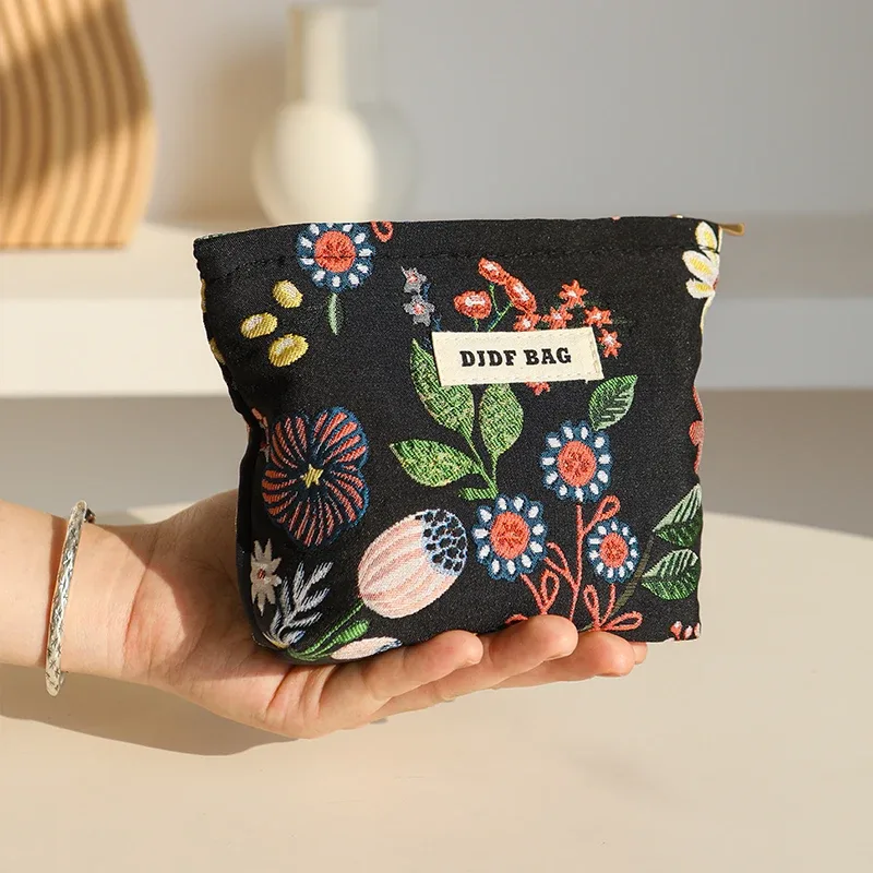 petit sac à cosmétiques portable pour femme, motif de plante, petite serviette hygiénique, sac de rangement pour pièce de monnaie commpiedmont, sac à cartes portable, nouveau