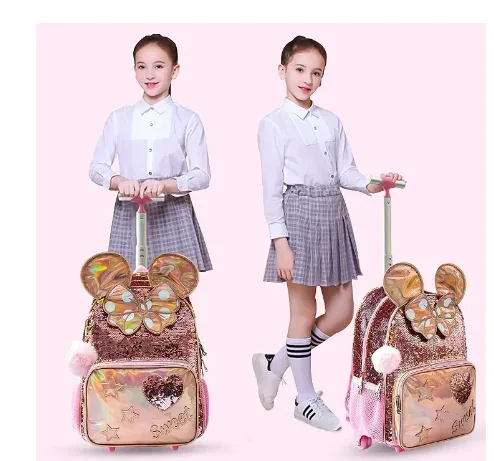sac à roulettes pour enfants, sac à dos à roulettes pour filles, sac à roulettes pour l'école primaire, bagages à roulettes pour filles