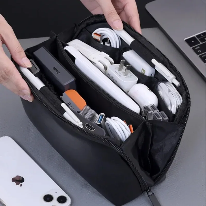 Sac de rangement portable USB pour câbles, écouteurs, batterie externe, câbles de données, grande capacité, sac pour câbles de souris