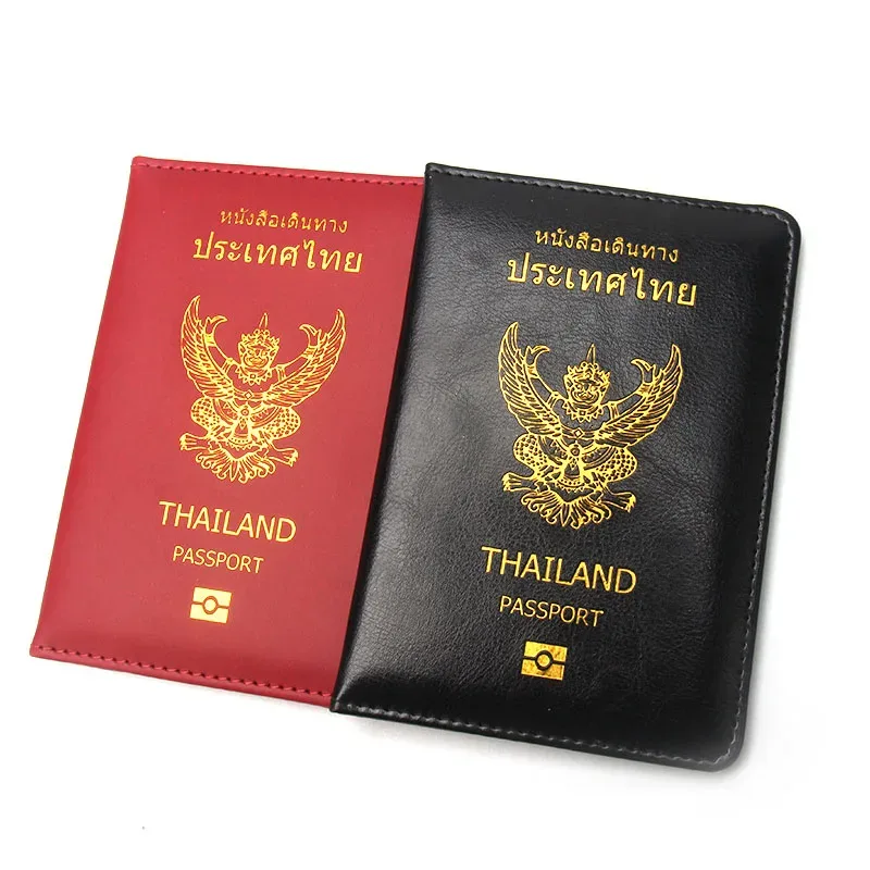 Couverture de passeport thaïlandais en cuir Pu, portefeuilles de Protection pour passeport, porte-documents de voyage pour thaïlandais