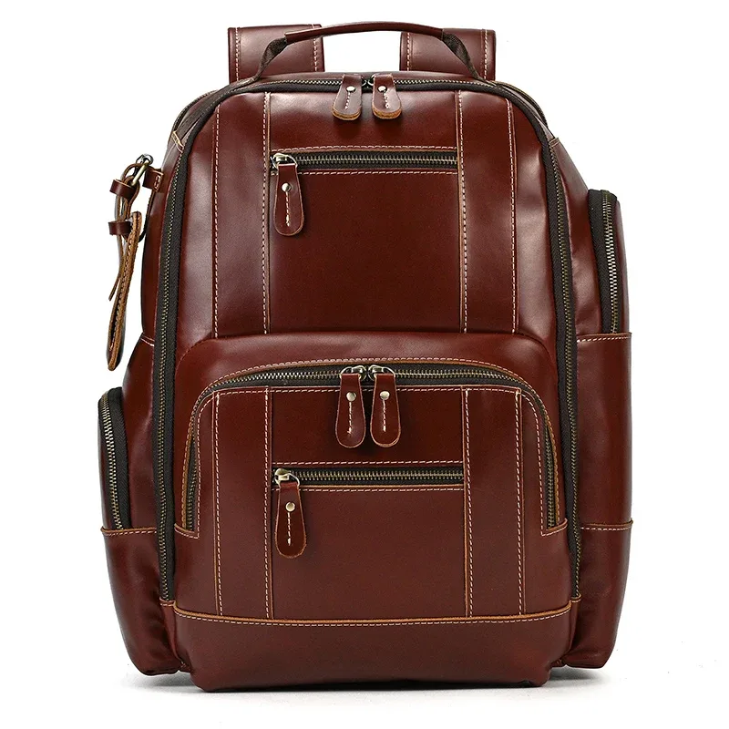 luufan vintage en cuir véritable homme voyage sac à dos fit 15 "ordinateur portable sac à dos en cuir véritable sac d'école grand voyage sac à dos pour homme