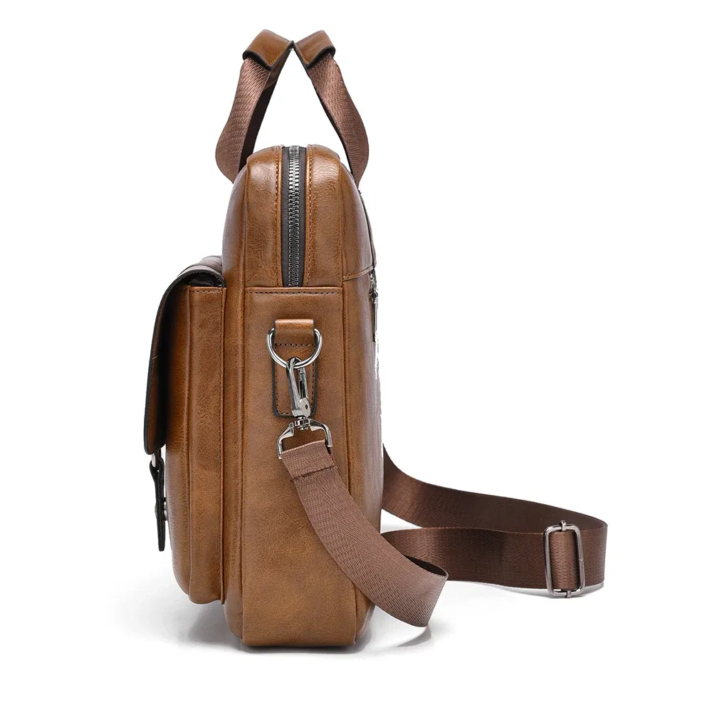 porte-documents d'affaires pour hommes, grande capacité, sac pour ordinateur portable en cuir pu, fourre-tout à bandoulière à la mode pour le travail et le bureau