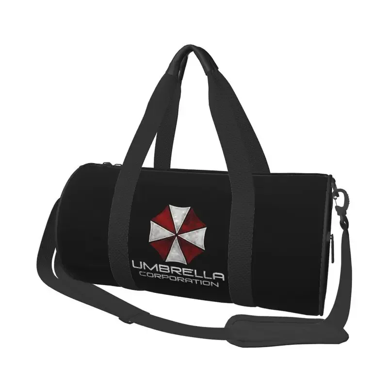 sac de voyage rond imprimé umbrella corporation, imperméable, durable, pour le sport, la gym, le fitness, avec compartiment pour chaussures et poche pour vêtements mouillés