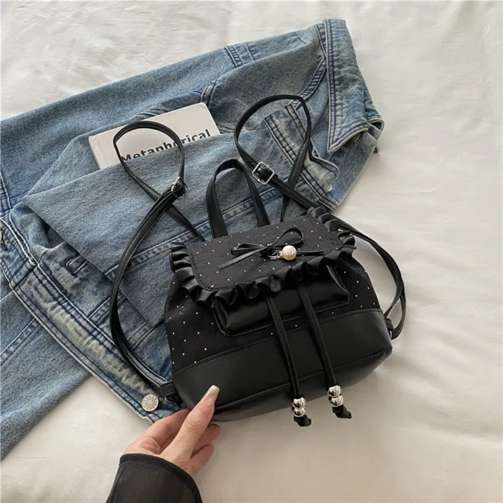 sac à dos mini léger à pois avec nœud papillon en dentelle tendance, sac à dos pour femmes, sac à dos pour femmes