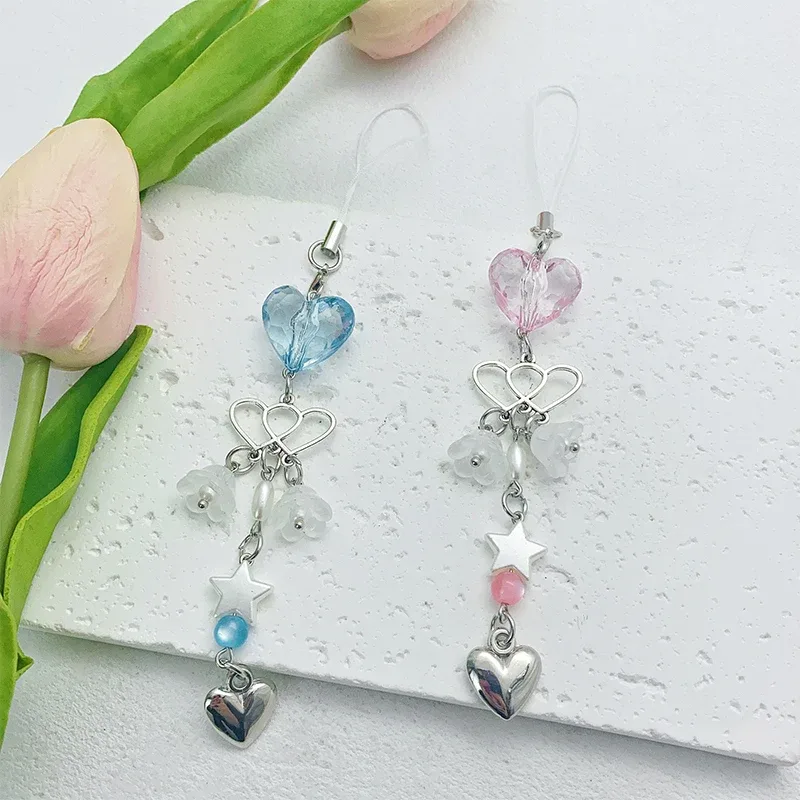 porte-clés breloque mignon et simple en forme d'étoile, cœur ou nœud papillon, pendentif kawaii pour femme, décoration exquise pour sac à dos, cadeau