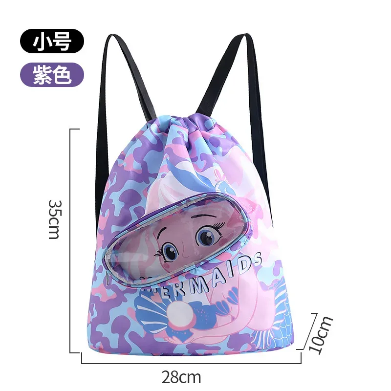 sac de natation portable pour enfants, sac à dos étanche avec séparation sec/humide et imprimé dessin animé, organisateur essentiel pour les sports des enfants