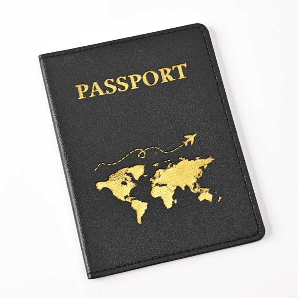 couverture de passeport personnalisée avec nom et initiales, carte du monde dorée, porte-passeport personnalisé, nouveaux accessoires de voyage pour femmes et hommes