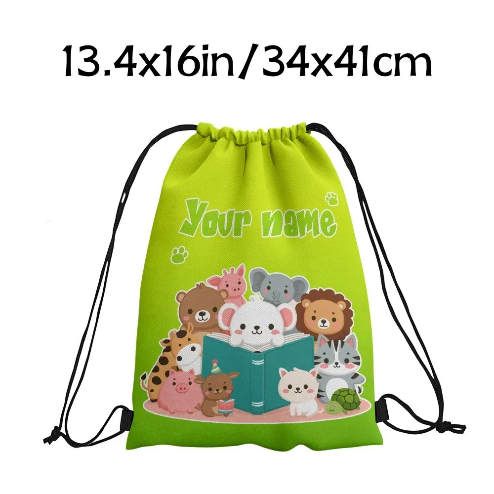 sac à dos à cordon personnalisé avec animaux mignons, sac à livres à cordon avec animaux de dessin animé, sac à cordon pour enfants, école, gymnase