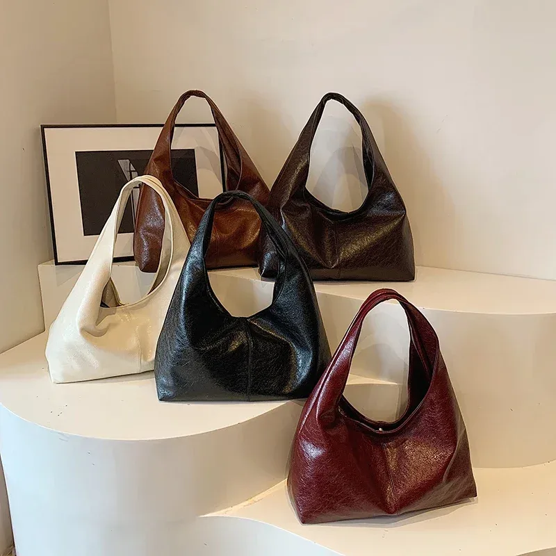 leftside – grands sacs hobo en cuir pu pour femmes, sac à bandoulière d'hiver pour dames, nouvelle tendance y2k, sacs à main et bourses, 2024