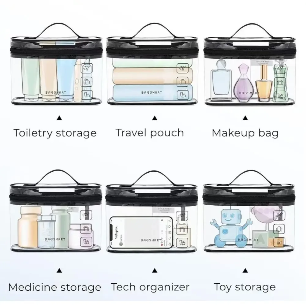 nouvelle trousse de toilette transparente en pvc, grande capacité, organisateur de cosmétiques, sac de rangement de voyage imperméable et épaissi