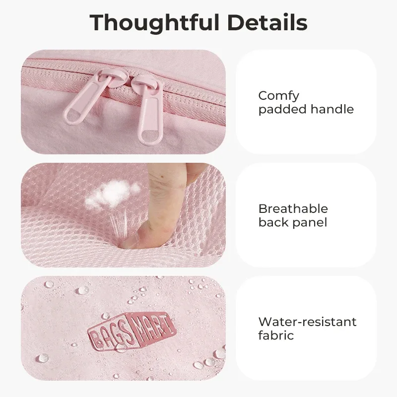 sac dos polyester rose compartiments ordinateur portable poches latérales extérieures confort voyage école travail collège banlieue multifonction