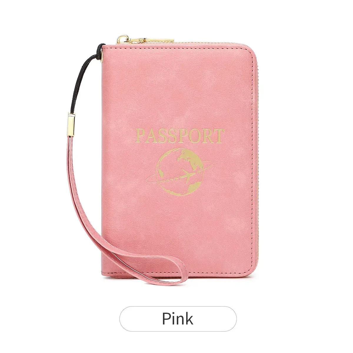 porte-passeport bloquant rfid, portefeuille de voyage, passeport, sac pour cartes de crédit, portefeuille multifonctionnel à fermeture éclair avec dragonne, à la mode