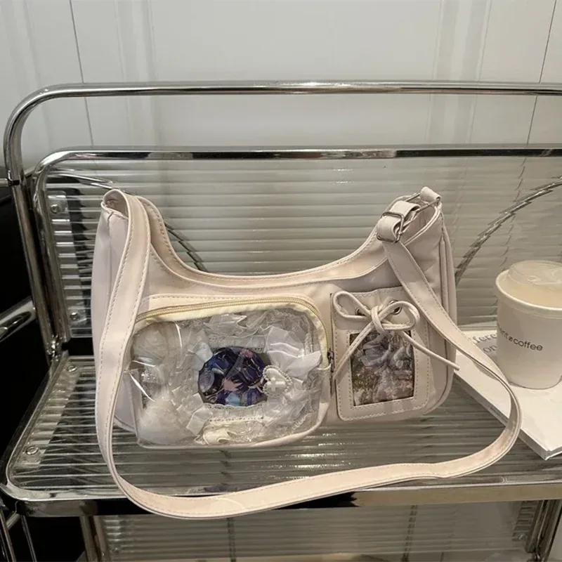 sac à bandoulière y2k harajuku pour femme, sac ita transparent coréen, sac à bandoulière scolaire, sac à main de créateur japonais style preppy