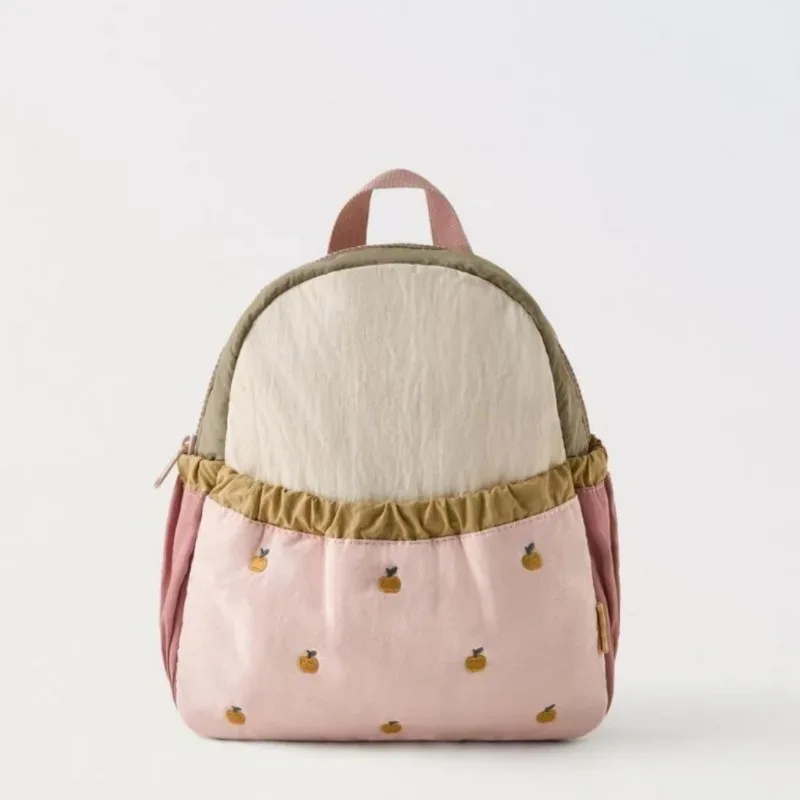nouveau sac à dos femme brodé pomme orange mignon 2026, léger et tendance, grande capacité, sac d'étudiant dessin animé