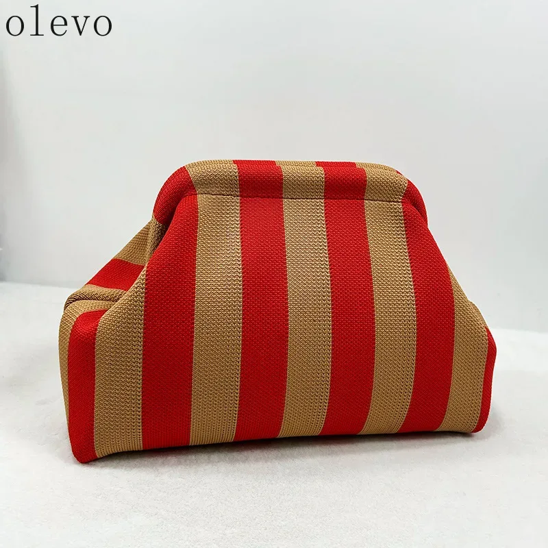 sac à main d'été pour la plage, sacs à main en crochet tissé pour femmes, sacs à main en tricot, pochette plissée, sac nuage mignon décontracté, sac colorblock