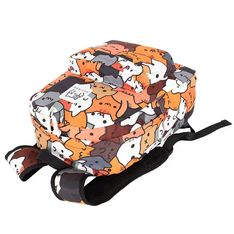 sac dos polyestere géométrique chats mignons beige orange gris blanc unisexe voyage école grande capacite impermeable