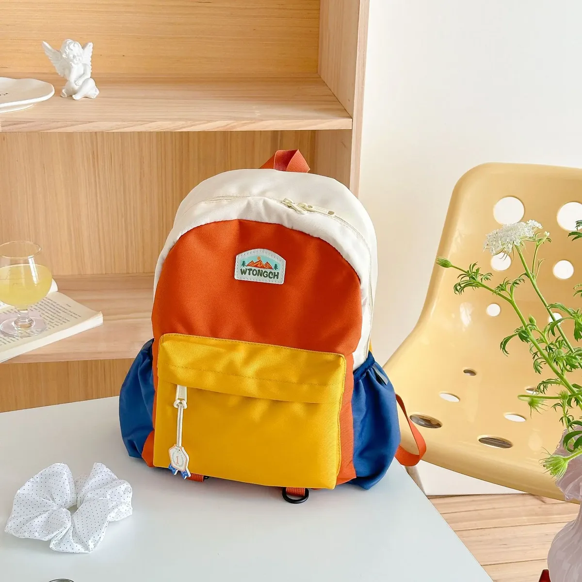 nouveau bloc de couleur enfants sac à dos léger sac d'école maternelle pour garçons filles voyage loisirs de plein air