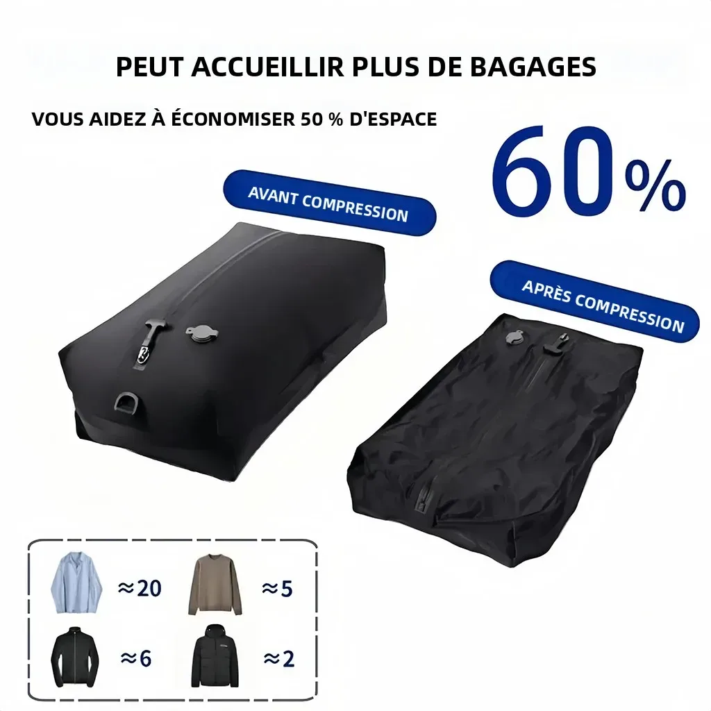 sac rangement voyage polyester tpu noir compression vide économiseur espace pliage portable voyage affaires plein air