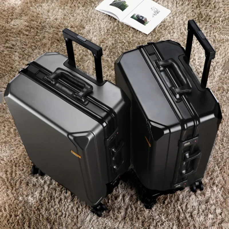 bagage roulant à la mode, cadre en aluminium, valise trolley de chargement usb, 20/24/26/28 pouces, bagages de voyage avec mot de passe pour étudiants