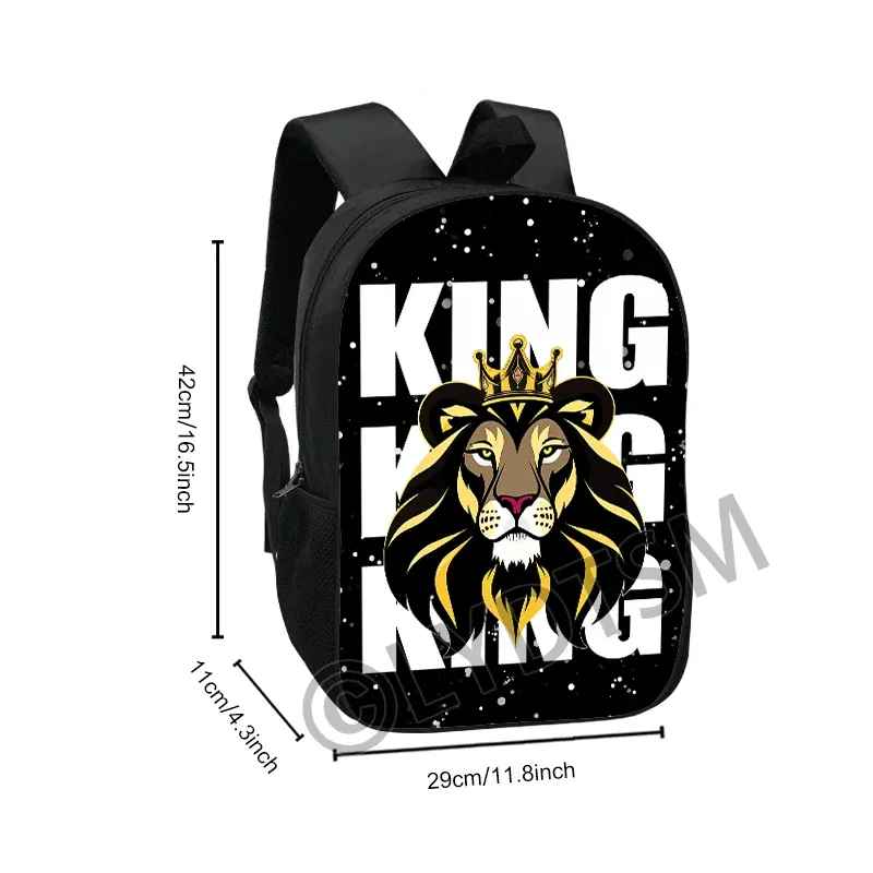 sac dos polyester hommes imprimés animaux noir lion or couronne nuages éclairs chat nuit livres objet voyage école léger bandoulière arquée