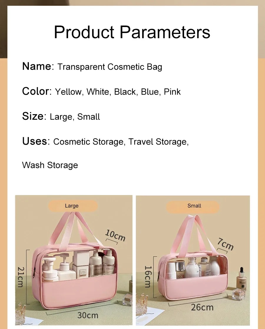 sac à cosmétiques personnalisé avec coutures brodées, sac de bain translucide en pvc de grande capacité, sac de rangement de voyage portable étanche en pu
