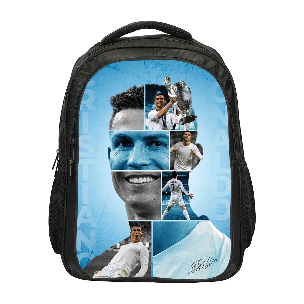 sac à dos double couche ronaldo cr football star, sacs d'école, sac à dos de sport, sac à dos de voyage de grande capacité