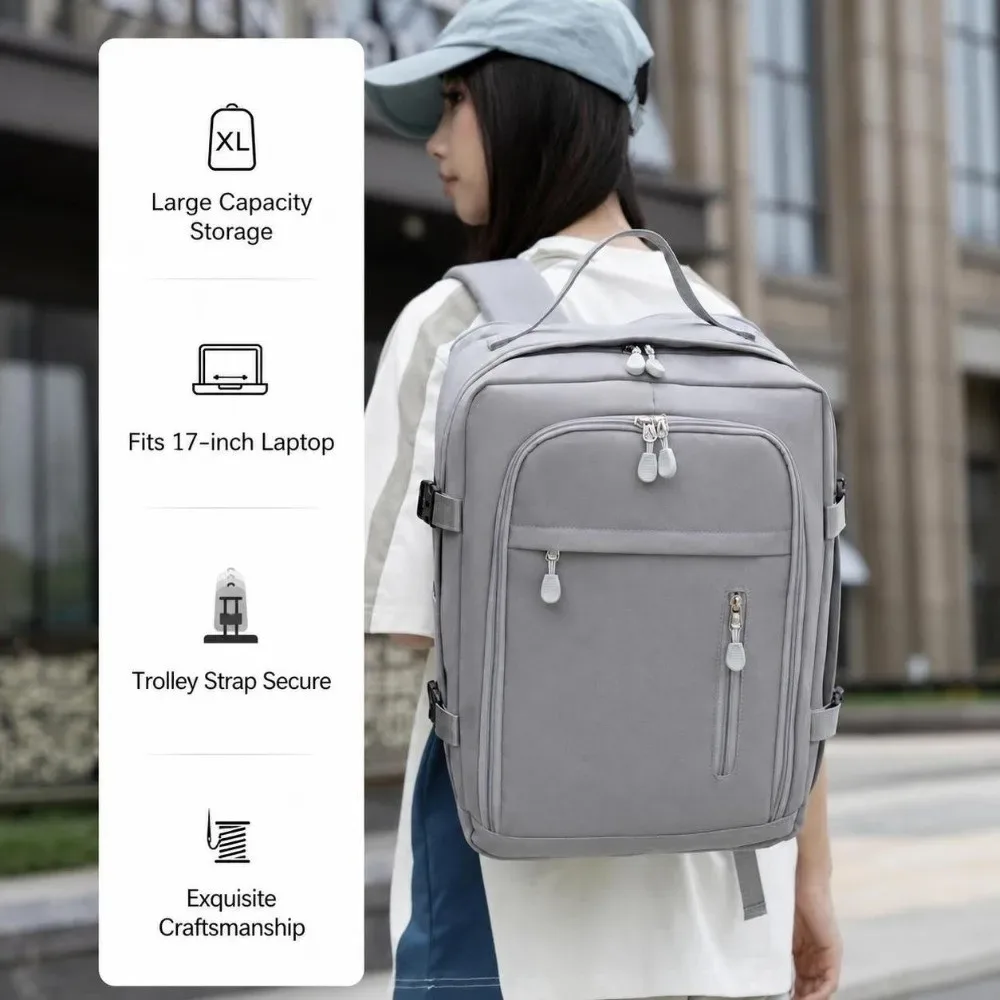 sac à dos de voyage grande capacité, sac à dos étudiant haut de gamme durable, sac d'ordinateur multifonctionnel imperméable pour femme