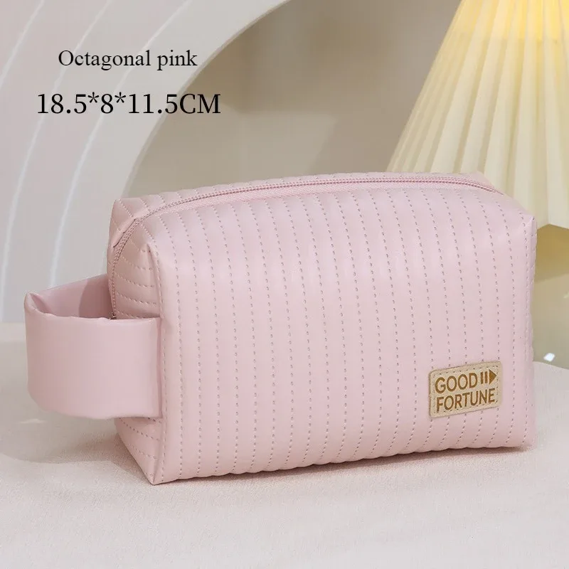 trousse de maquillage pratique, trousse de toilette portative de couleur unie en pu, sac de rangement de cosmétiques, rangement de voyage de grande capacité wj032