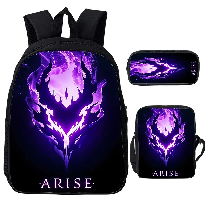 solo nivellement igris enfant sacs à dos sac à bandoulière trousse à crayons 3 pièces ensemble grande capacité sacs d'école pour garçons filles voyage sacs à dos