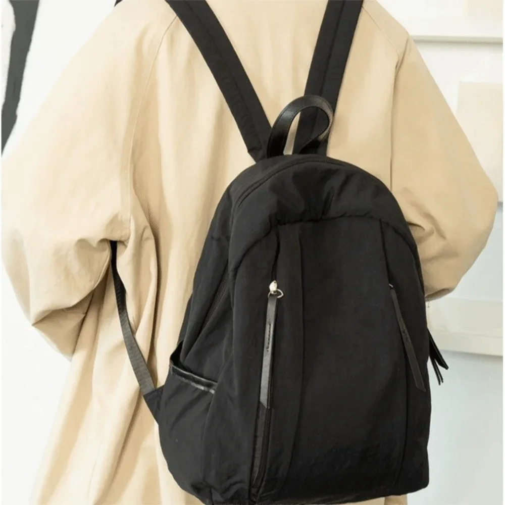 sac à dos de voyage uni et tendance, multi-poches, léger, en nylon, grande capacité, polyvalent, sac d'école pour étudiants, pour hommes