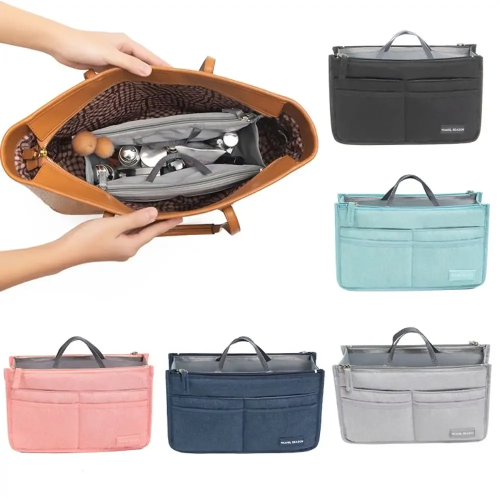 trousse de toilette de voyage en polyester durable, imperméable, avec double fermeture éclair, grande capacité, organiseur de sac, sac d'insertion