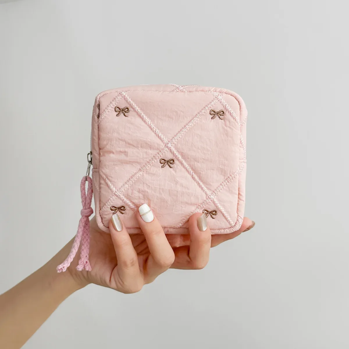 petite trousse de maquillage carrée coréenne, petite trousse à fermeture éclair pour écouteurs, portefeuille portable pour fille, sacs de rangement pour rouge à lèvres, pochette pour serviettes hygiéniques