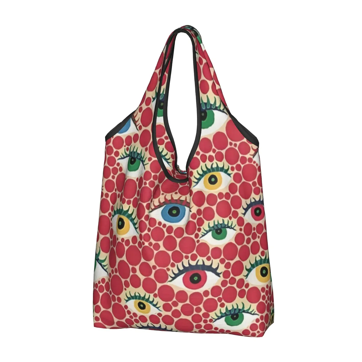 sac de courses abstrait yayoi kusama, sac fourre-tout mignon à bandoulière, grande capacité, sac à main portable à pois